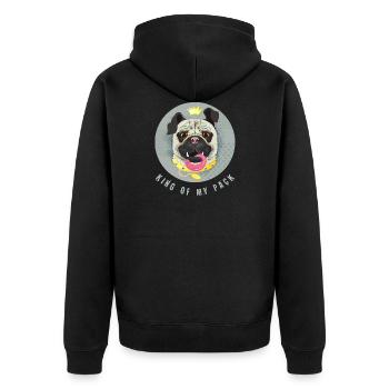 King of my pack- Mops - Unisex Premium Bio Zip Hoodie - Schwarz - Hinten - Nico (187cm)