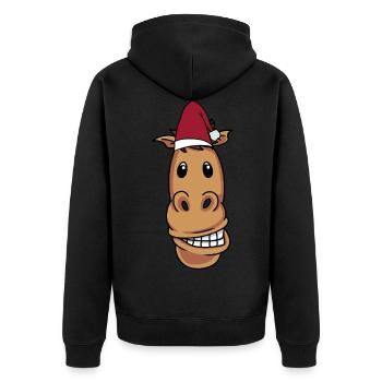 Père Noël Cheval Poney Cavalier Joyeux Noël - Veste à capuche bio Premium Unisexe - noir - Dos - Nico (187cm)