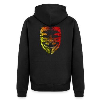 Guy Fawkes Maske - Unisex Premium Bio Zip Hoodie - Schwarz - Hinten - Nico (187cm)