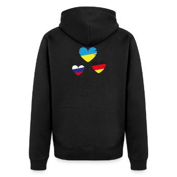 Ballon Herz Deutschland Ukraine Russland Peace - Unisex Premium Bio Zip Hoodie - Schwarz - Hinten - Nico (187cm)