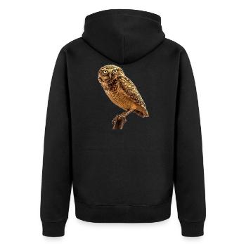 the owl the owl - Unisex Premium Organic Zip Hoodie - black - Back - Nico (187cm)