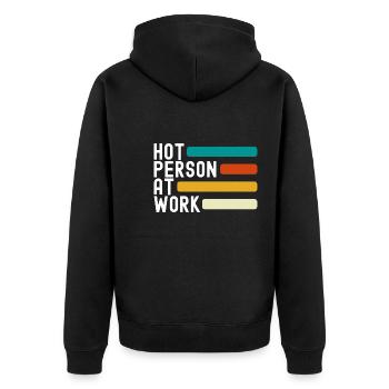 Hot Person At Work Gym Self Love - Unisex Premium Bio Zip Hoodie - Schwarz - Hinten - Nico (187cm)
