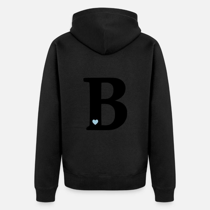 Buchstabe B Anfangsbuchstabe - Unisex Premium Bio Zip Hoodie - Schwarz
