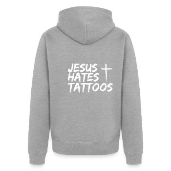 Jésus déteste les tatouages Tatouage Anti Tatouage - Veste à capuche bio Premium Unisexe - gris chiné - Dos - Nico (187cm)