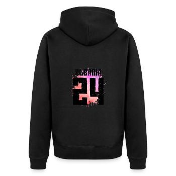 Albanien 24 Trikot 2024 Bunt - Unisex Premium Bio Zip Hoodie - Schwarz - Hinten - Nico (187cm)