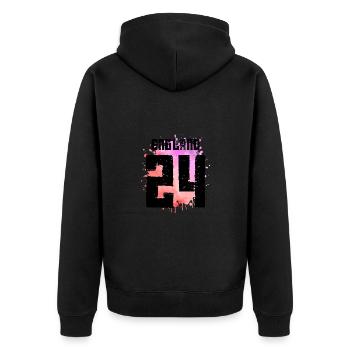 England 24 Trikot 2024 Bunt - Unisex Premium Bio Zip Hoodie - Schwarz - Hinten - Nico (187cm)