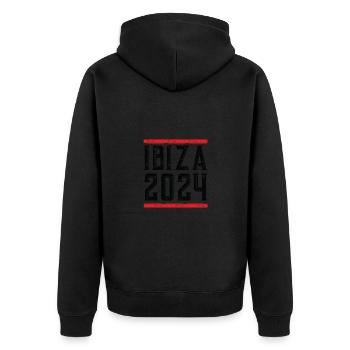 Ibiza 2024 - Unisex Premium Bio Zip Hoodie - Schwarz - Hinten - Nico (187cm)