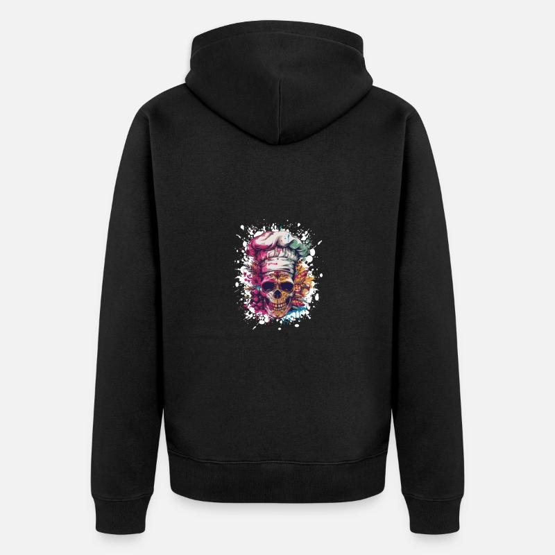 Chefkoch Totenkopf - Unisex Premium Bio Zip Hoodie - Schwarz