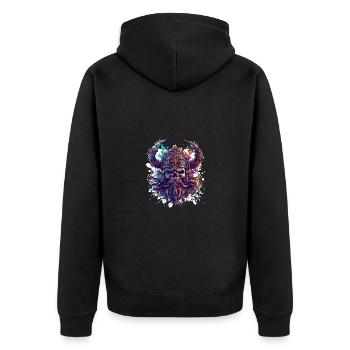 Wikinger Odin Totenkopf - Unisex Premium Bio Zip Hoodie - Schwarz - Hinten - Nico (187cm)