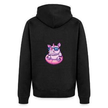 Nashorn Sommer Comic - Unisex Premium Bio Zip Hoodie - Schwarz - Hinten - Nico (187cm)