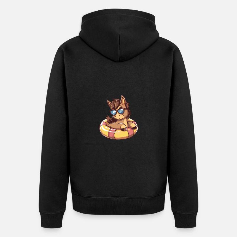 Cheval Été Bande Dessinée - Veste à capuche bio Premium Unisexe - noir