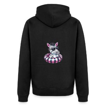 Zebra Sommer Comic - Unisex Premium Bio Zip Hoodie - Schwarz - Hinten - Nico (187cm)
