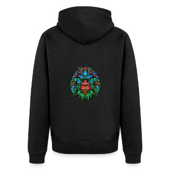 Gorilla Portrait Colorful - Unisex Premium Organic Zip Hoodie - black - Back - Nico (187cm)