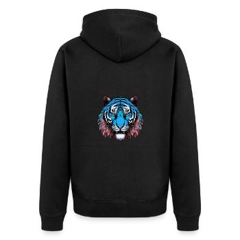 Tiger Portrait Colorful - Unisex Premium Organic Zip Hoodie - black - Back - Nico (187cm)