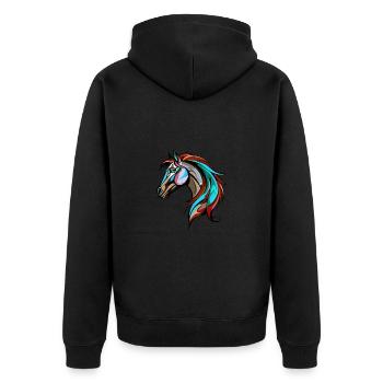 Horse Portrait Colorful - Unisex Premium Organic Zip Hoodie - black - Back - Nico (187cm)