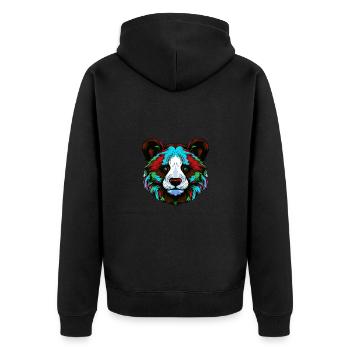 Panda Porträt Bunt - Unisex Premium Bio Zip Hoodie - Schwarz - Hinten - Nico (187cm)