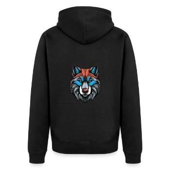 Portrait de chien husky coloré - Veste à capuche bio Premium Unisexe - noir - Dos - Nico (187cm)