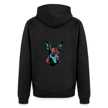 Doberman Dog Portrait Colorful - Unisex Premium Organic Zip Hoodie - black - Back - Nico (187cm)