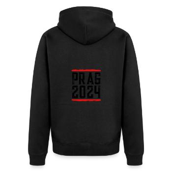 Prag 2024 - Unisex Premium Bio Zip Hoodie - Schwarz - Hinten - Nico (187cm)