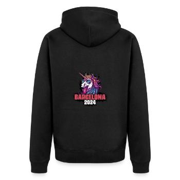 Licorne de Barcelone 2024 - Veste à capuche bio Premium Unisexe - noir - Dos - Nico (187cm)
