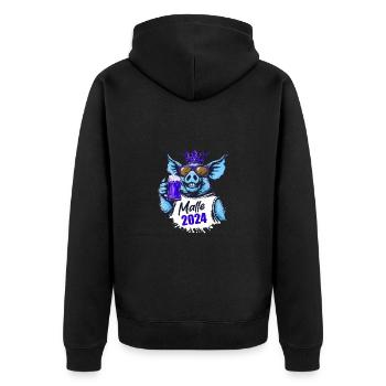 Malle 2024 Schwein Bier - Unisex Premium Bio Zip Hoodie - Schwarz - Hinten - Nico (187cm)