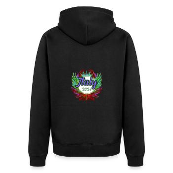 Italien 2024 Team - Unisex Premium Bio Zip Hoodie - Schwarz - Hinten - Nico (187cm)