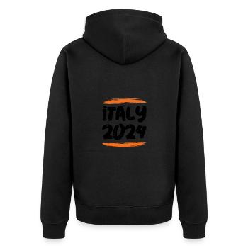 Italien 2024 - Unisex Premium Bio Zip Hoodie - Schwarz - Hinten - Nico (187cm)