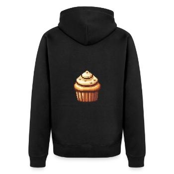 Cupkake Pixel Gamer Torte - Unisex Premium Bio Zip Hoodie - Schwarz - Hinten - Nico (187cm)
