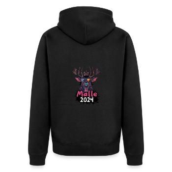 Malle 2024 Hirsch - Unisex Premium Organic Zip Hoodie - black - Back - Nico (187cm)