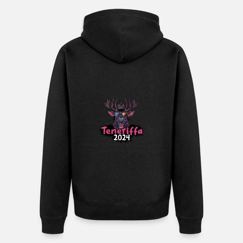 Tenerife 2024 Cerf - Veste à capuche bio Premium Unisexe - noir