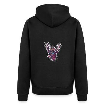 Hirsch Comic - Unisex Premium Bio Zip Hoodie - Schwarz - Hinten - Nico (187cm)