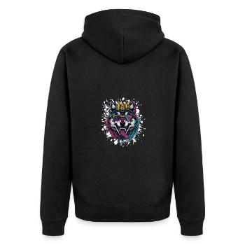 Wolf Comic - Unisex Premium Bio Zip Hoodie - Schwarz - Hinten - Nico (187cm)