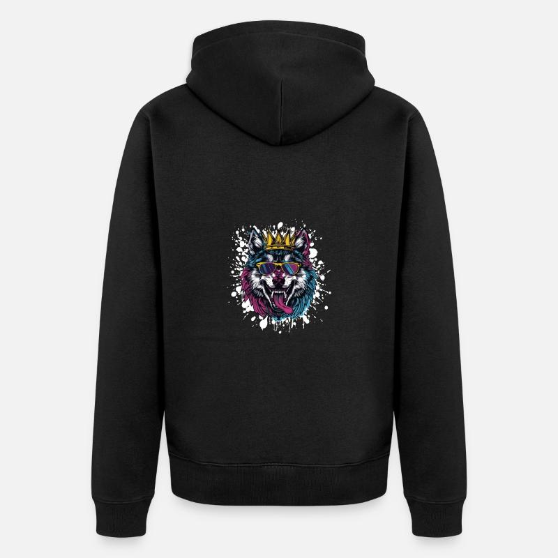 Wolf Comic - Unisex Premium Organic Zip Hoodie - black
