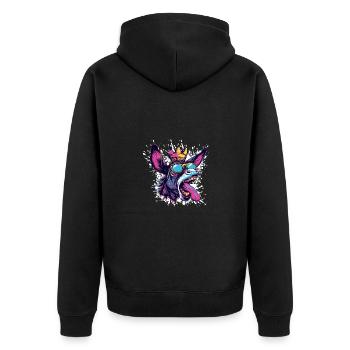 Donkey Comic - Unisex Premium Organic Zip Hoodie - black - Back - Nico (187cm)
