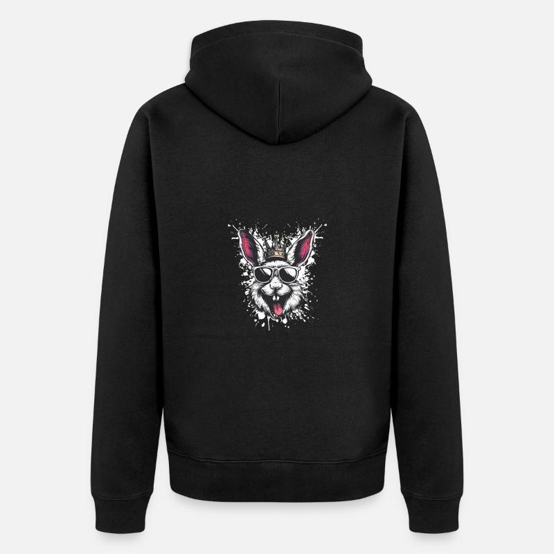Hase Comic - Unisex Premium Bio Zip Hoodie - Schwarz