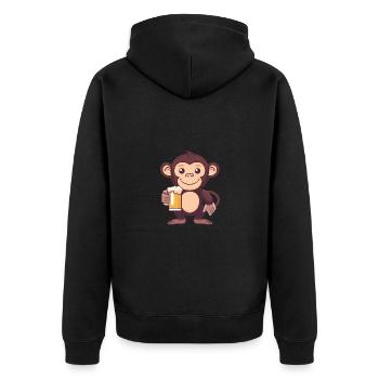 Affe Bier Comic Party - Unisex Premium Bio Zip Hoodie - Schwarz - Hinten - Nico (187cm)