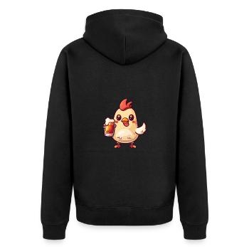 Huhn Bier Comic Party - Unisex Premium Bio Zip Hoodie - Schwarz - Hinten - Nico (187cm)