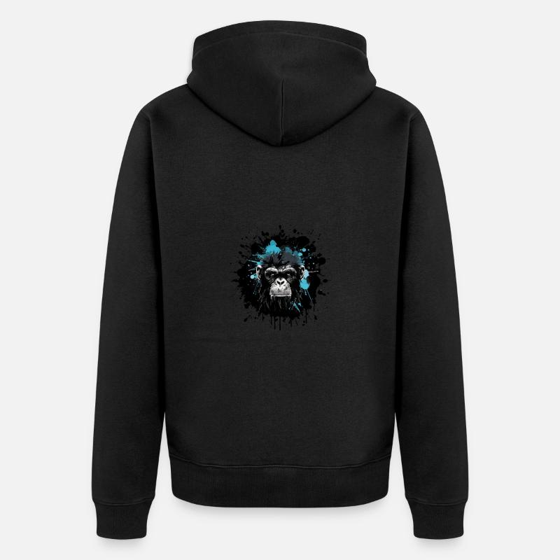 Portrait de singe - Veste à capuche bio Premium Unisexe - noir