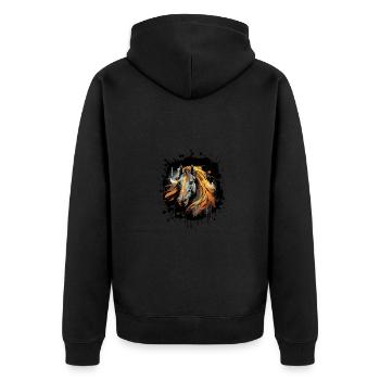 Portrait de cheval - Veste à capuche bio Premium Unisexe - noir - Dos - Nico (187cm)