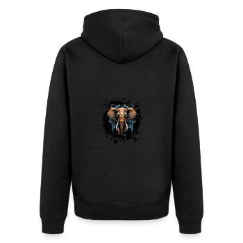 Elephant Portrait - Unisex Premium Organic Zip Hoodie - black - Back - Nico (187cm)