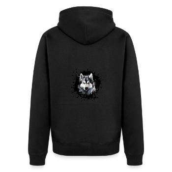 Portrait de chien husky - Veste à capuche bio Premium Unisexe - noir - Dos - Nico (187cm)