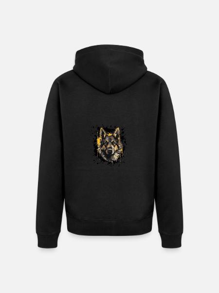 German Shepherd Dog Portrait - Unisex Premium Organic Zip Hoodie - black