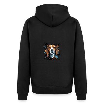 Portrait de chien beagle - Veste à capuche bio Premium Unisexe - noir - Dos - Nico (187cm)