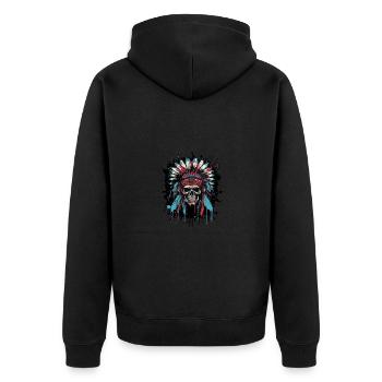 Portrait de chef indien Apache mort - Veste à capuche bio Premium Unisexe - noir - Dos - Nico (187cm)