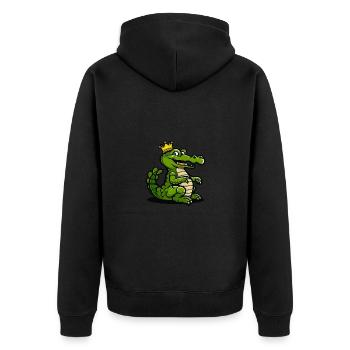 Alligator Comic Crown - Unisex Premium Organic Zip Hoodie - black - Back - Nico (187cm)