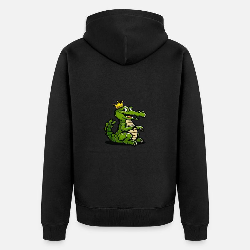 Alligator Comic Krone - Unisex Premium Bio Zip Hoodie - Schwarz