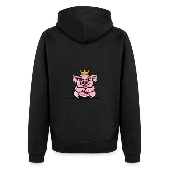 Couronne de bande dessinée de cochon - Veste à capuche bio Premium Unisexe - noir - Dos - Nico (187cm)