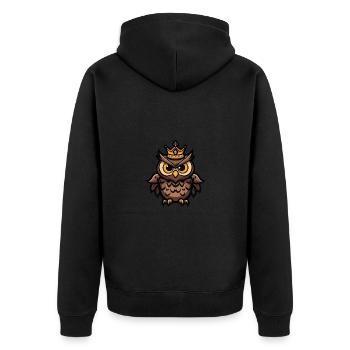 Eule Comic Krone - Unisex Premium Bio Zip Hoodie - Schwarz - Hinten - Nico (187cm)