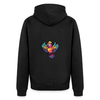 Papagai Comic Krone - Unisex Premium Bio Zip Hoodie - Schwarz - Hinten - Nico (187cm)