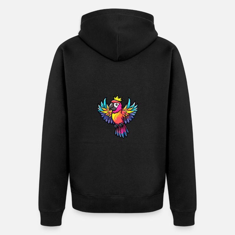 Papagai Comic Krone - Unisex Premium Bio Zip Hoodie - Schwarz